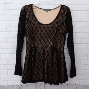 Black lace peplum top